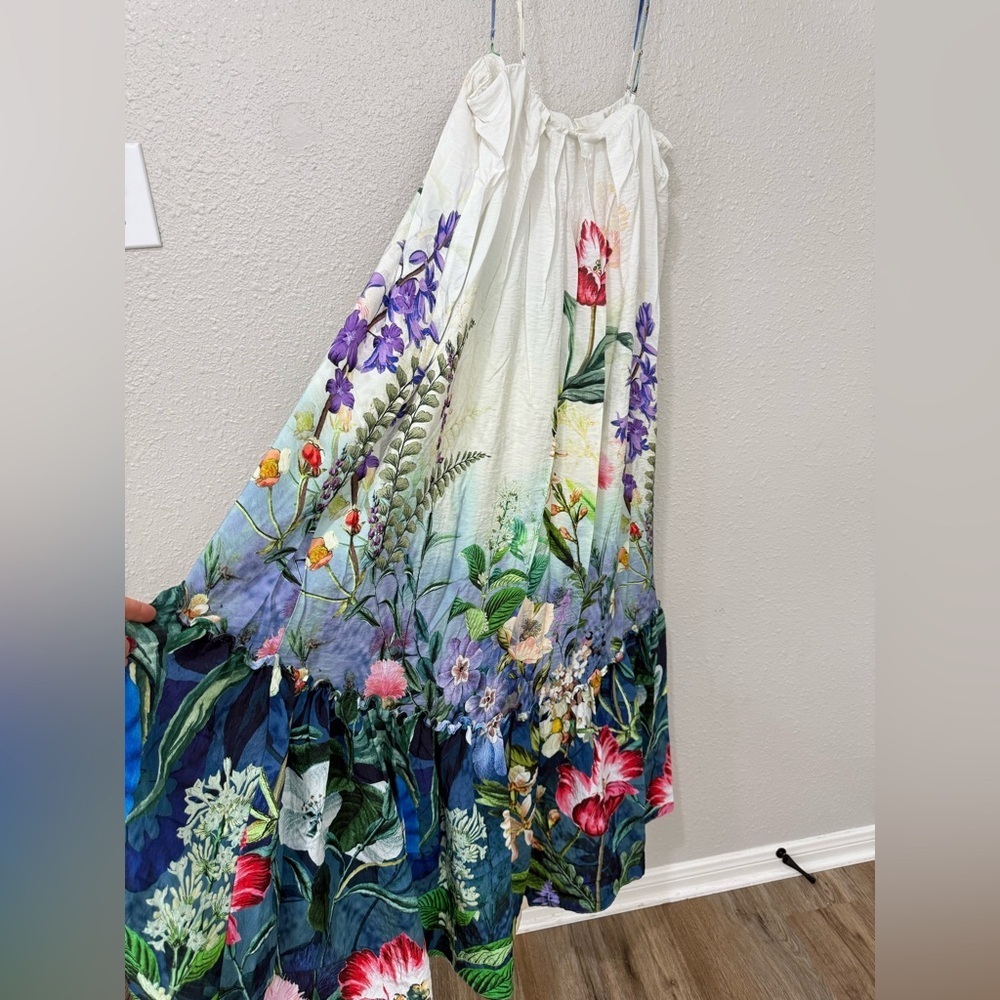 Anthroplogie Strapless Floral Maxi Dress Size L - Picture 8 of 12